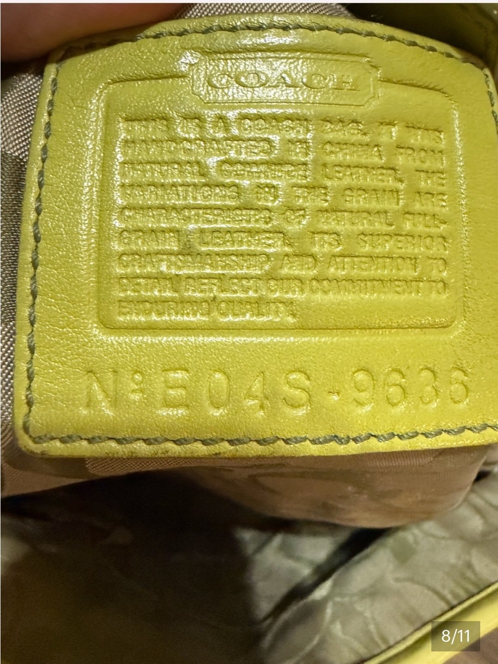 Coach Citrus Yellow Leather Shoulder Bag - Picture 8 of 12